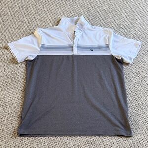 Travis Mathew Two-Tone Polo in White and Gray